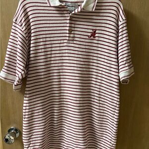 BAMBOO Crimson and White Alabama Striped Polo Shirt